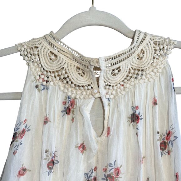 Ambra 100% Silk Floral Embroidered Sleeveless Pleated Top Womens Medium - Picture 6 of 10